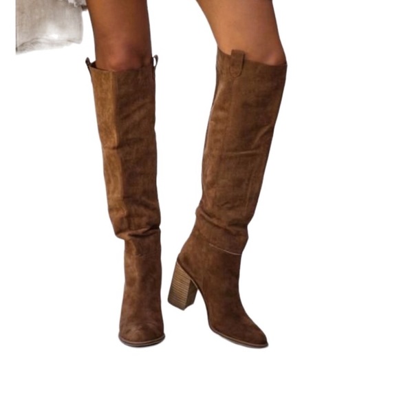 MI.IM Saint Slouch Knee Length Boots Suede Slip On Women’s Sz 9 Camel - Picture 2 of 14